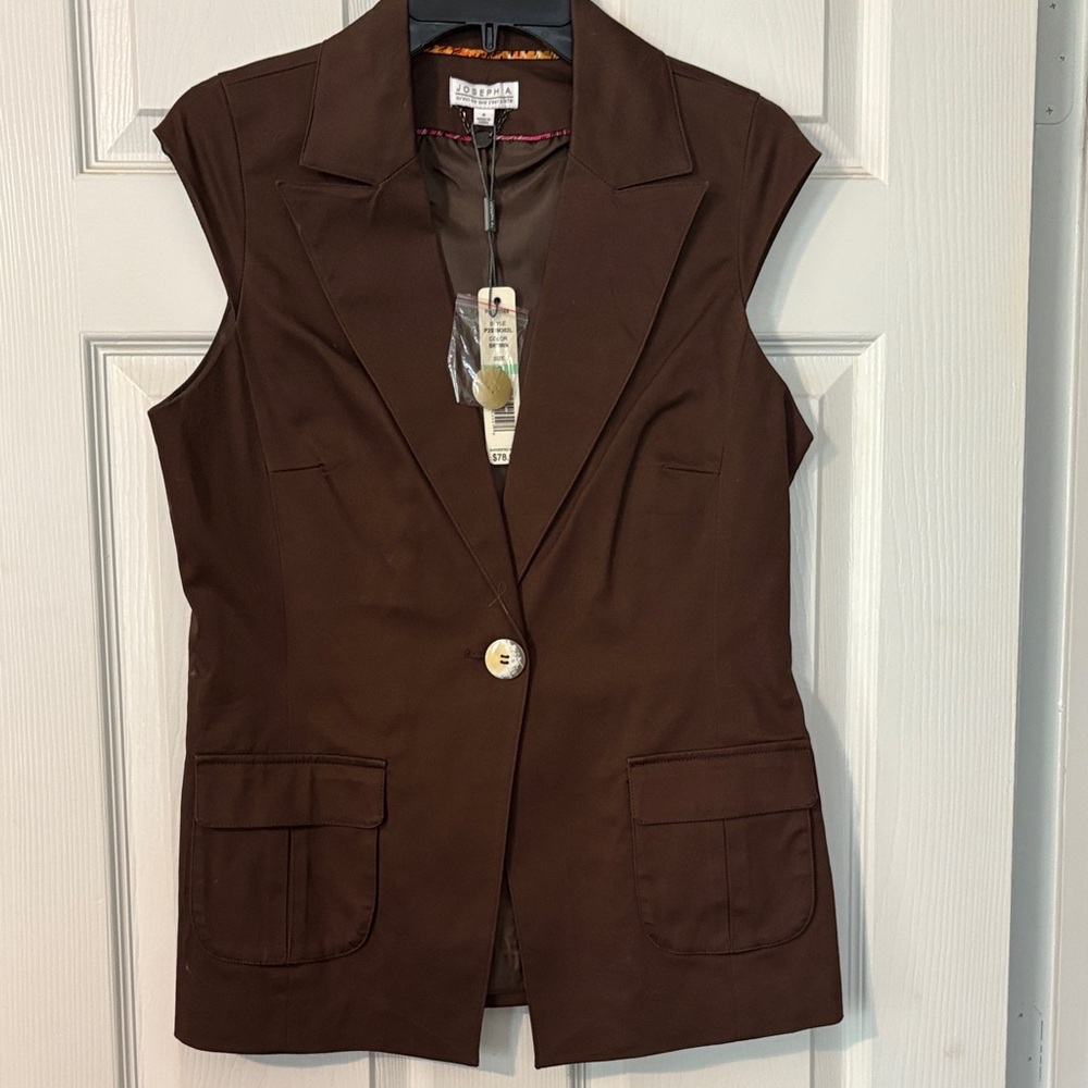 Joseph A  Dark Brown Sleeveless Vest